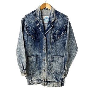 Jorda Oversized Acid Wash Denim Jean Jacket Blue Size Small 80’s Vintage